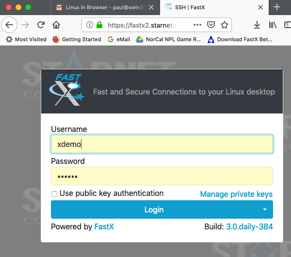 login FastX Browser Linux in Browser